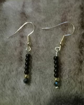 Blue Crystal beaded dangle hook Earrings nip