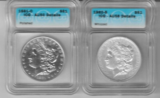 2 Morgan Silver Dollars