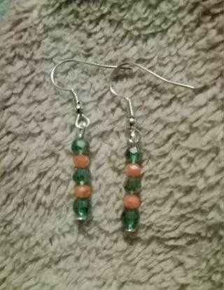 Green & Orange crystal hook earrings nip