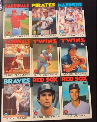 9 1986 Topps baseball cards 