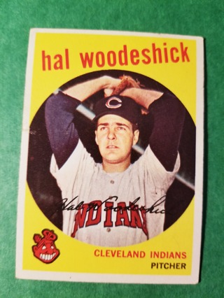 1959 - TOPPS EXMT - NRMT BASEBALL - CARD NO. 106 - HAL WOODESCHICK - INDIANS