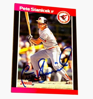 Autographed PETE STANICEK 1989 DONRUSS AUTOGRAPHED SIGNED AUTO BASEBALL CARD