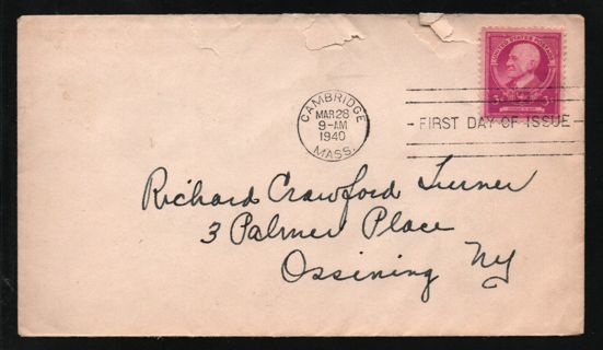old letter sent from Cambridge Mass. to Ossining NY 28 Mar. 1940