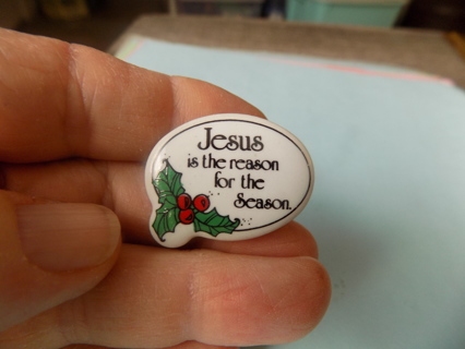 Ceramic oval Jesus is the reason for the season pin