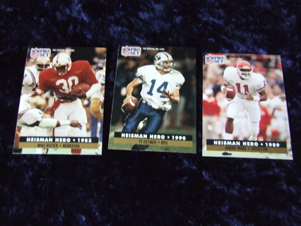 1991 Heisman Heroes Pro Set Team Card Lot of 3