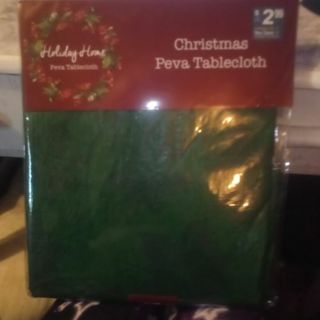 Christmas Peva Tablecloth - Tonal Poinsettia - Green - 52 by52