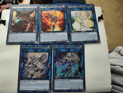 5 mint condition Ultra Rare Holo Yugioh Link Cards