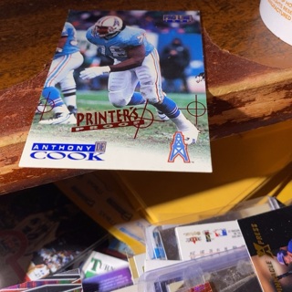 1996 scoreboard pro line printer’s proof Anthony cook football card 