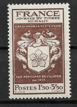 1944 France ScB190 Stamp Day MH