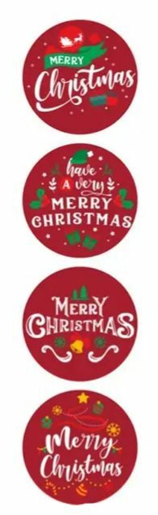 ⛄(8) 1" MERRY CHRISTMAS Stickers⛄