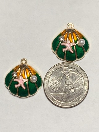 GREEN CHARMS~#9~SET OF 2 CHARMS~FREE SHIPPING!