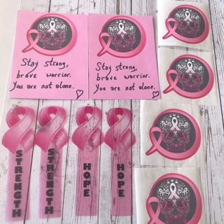4 Breast Cancer Warrior Bookmarks, 4 Stickers plus Bonus Affirmation Card, , Free Mai
