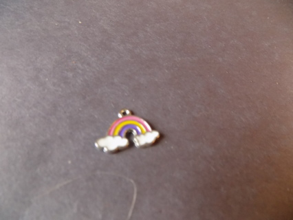 Enameled rainbow and clouds charm