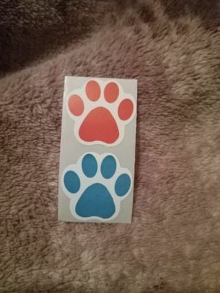 2pc puppy kitty paws sticker lot randomly selected