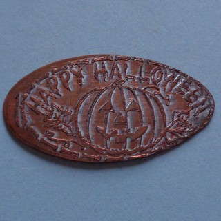  JACK-O-LANTERN PUMPKIN Happy Halloween Bone Border Elongated Penny - Free Shipping