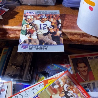 1990 pro set Super Bowl supermen Roger staubach football card 