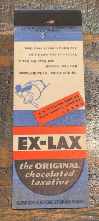 Vintage 1930’s EX-LAX Matchbook Cover