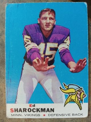 1969 T.C.G. ED SHAROCKMAN MINNESOTA VIKINGS FOOTBALL CARD# 104