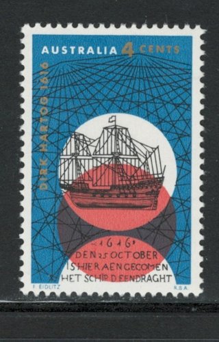 1966 Australia Sc423 350th Anniversary of Discovery of West Coast MNH