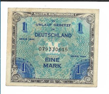 1944 Allied Germany 1 Mark Note