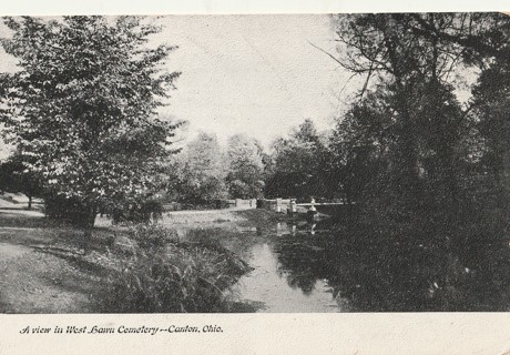 Vintage Unused Postcard: B&W: West Lawn Cemetery, Canton, OH