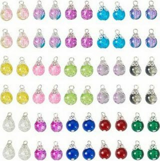 10pc CRYSTAL CRACKLE DANGLE CHARMS LOT 24 (please read description)