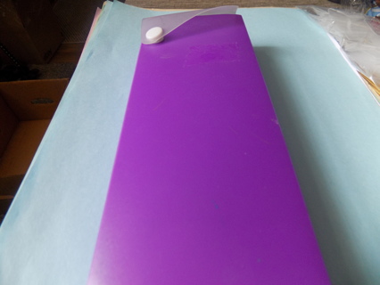 Purple acrylic pencil case with snap closure 8 x 3 x 1 slides out