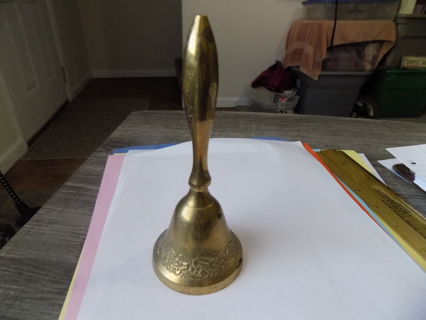 6 tall solid brass bell with 3D engravings and etchings