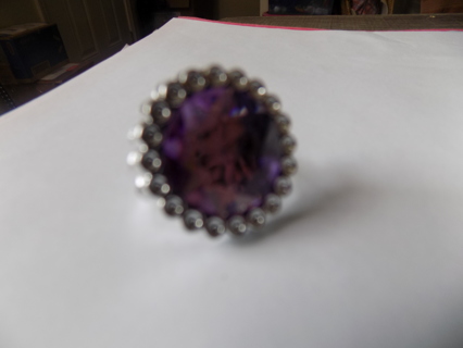 Childs ring large lilac round jewel