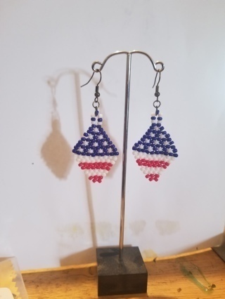 Handmade Patriotic Beaded Earrings