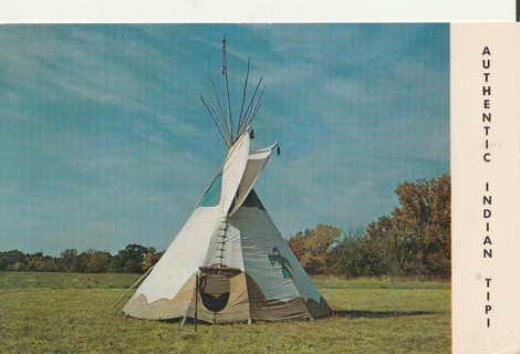 Vintage Unused Postcard: g: Indian Tipi, Camp Chippewa near Ottawa, KS