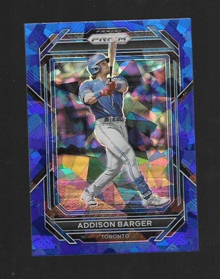 2023 PRIZM ADDISN BARGER BLUE CRACKED ICE ROOKIE #115