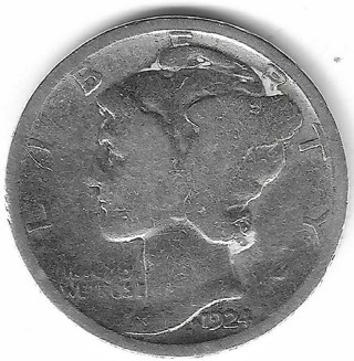 1924 Mercury Dime 90% Silver U.S. 10 Cent Coin