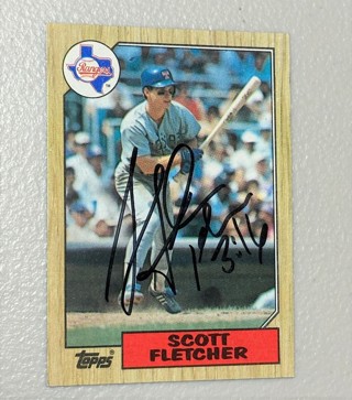 Autographed 1987 Topps Texas Rangers Baseball Card #462 Scott Fletcher