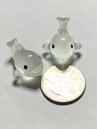 DOLPHINS~#2~WHITE~SET OF 2~ SET 2~GLOW IN THE DARK~FREE SHIPPING!