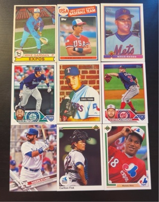 9 baseball cards 