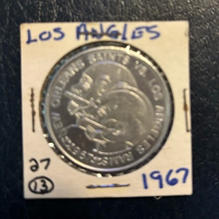 Rare Vintage Uncirculated 1967 New Orleans Saints vs Los Angeles Rams Football Token Coin