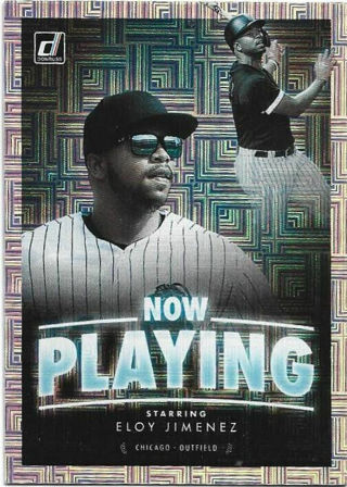 2020 DONRUSS ELOY JIMENEZ NOW PLAYING SILVER MOJO PRIZM REFRACTOR INSERT CARD