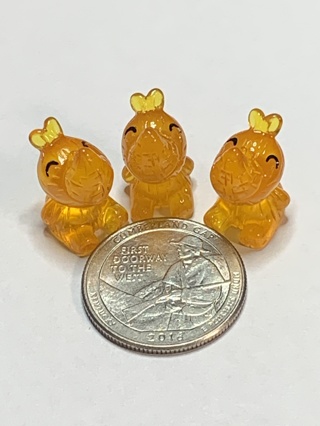 RHINOS~#7~ORANGE~MINIS~SET OF 3 RHINOS~GLOW IN THE DARK~FREE SHIPPING!