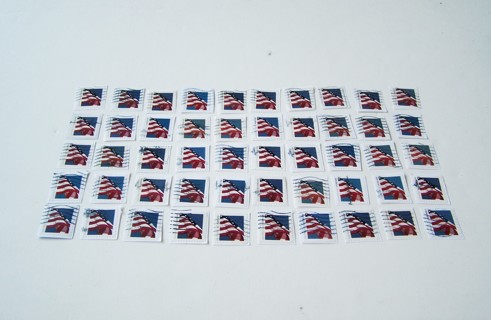 United States Flag Postage Stamps Used/Cancelled Set of 50 Still on Paper