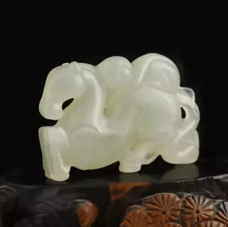 China Old Natural Jade hand carved statue of Horse