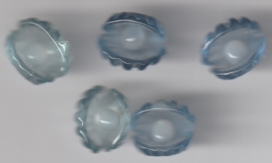 5PC BLUE GLOW IN THE DARK PEARL SHELLS (NOT CHARMS)(PLEASE READ DESCRIPTION)