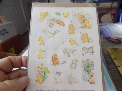 Vintage  1989 pack of Itty bitty animal stickers beark, duckling turtle rabbit cat & mouse