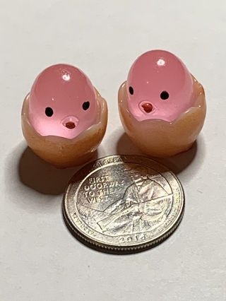 EGG SHELL CHICKS~#20~DARK PINK~SET OF 2~GLOW IN THE DARK~FREE SHIPPING!