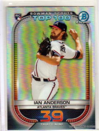 Ian Anderson, 2021 Bowman Chrome Top 100 ROOKIE Card #39, Atlanta Braves,  (EL4)