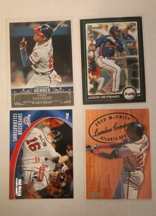 4 card Braves lot, inserts, rookies, hall of fame