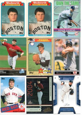 (9) Roger Clemens Baseball Cards