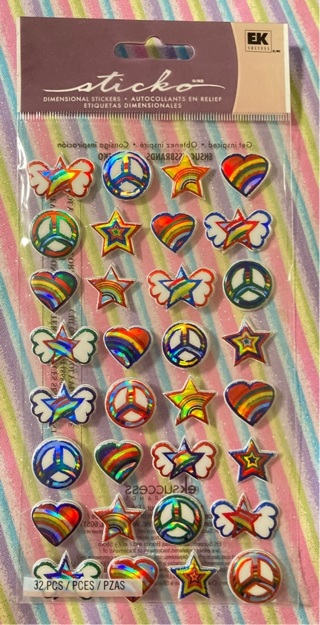 Kawaii puffy rainbow peace heart star stickers 