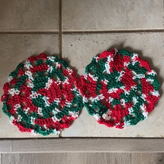 BN Pair of 9x9” Christmas Doilies. 