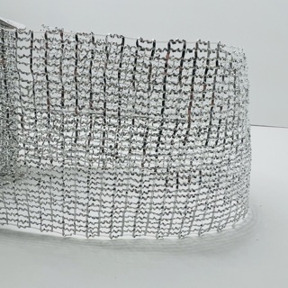 Silver 4” Sparkle Deco Mesh Ribbon 